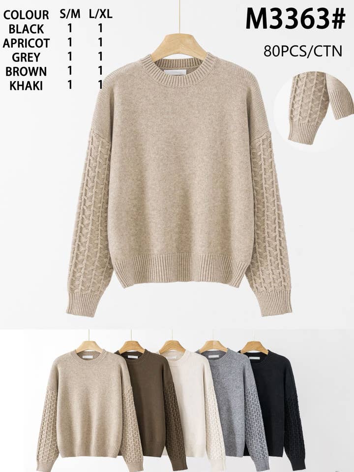 PULL BASIQUE EN MAILLE AVEC DÉTAILS SUR LA MANCHE pour la vente par SWEET MAGIC MODA Y COMPLEMENTOS