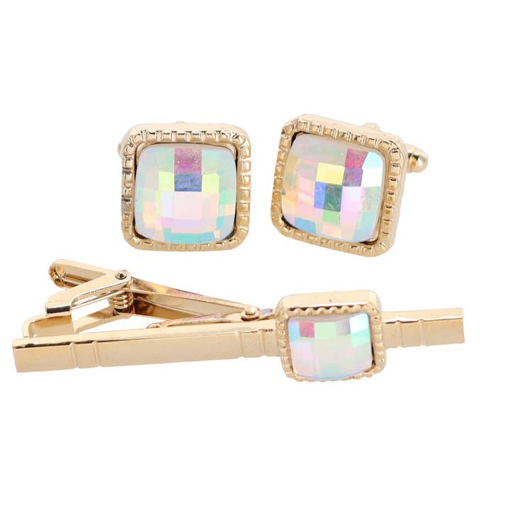 Dubal Brothers - Wholesale Cufflinks - Vittorio Vico Square Colored Crystal Cufflinks & Tie Bar Set by Classy Cufflinks18