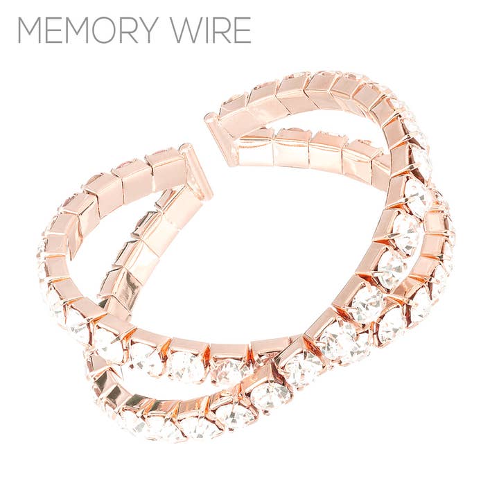 Double Line Memory Wire Bracelet with Clear Crystal for wholesale by Accessories To Go
