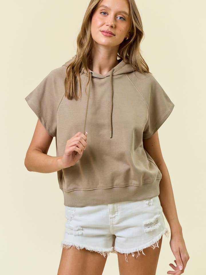 Cotton French Terry Muscle Sweatshirt Hoodie - 44655T for wholesale by Doe and Rae