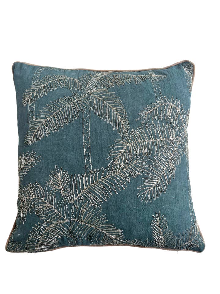 Almofada - Otra Cosa - Folhas de Palmeira Verde/Dourado - 3093 por atacado de OTRACOSA