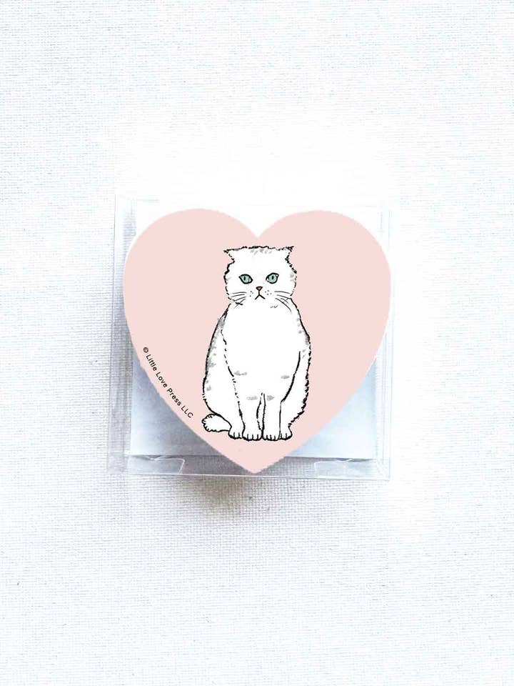 Juego de 50 Tarjetas Planas Mini Corazón Scottish Fold para venta al por mayor de Little Love Press