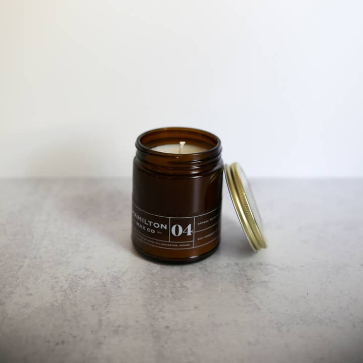 Hamilton Wax Co. - Wholesale Jar/Filled Candle - 04 Fig & Rhubarb Scented Candle - Amber Glass Jar1