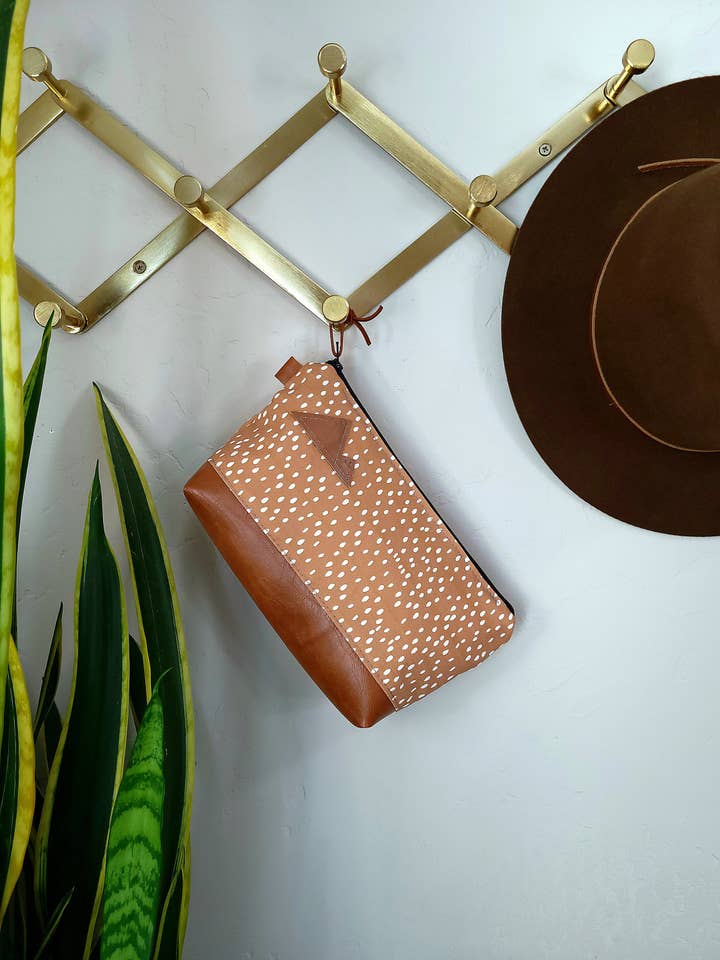 Travel Bag with Fawn Print & Mountain Patch for wholesale by 2nd Story Studio