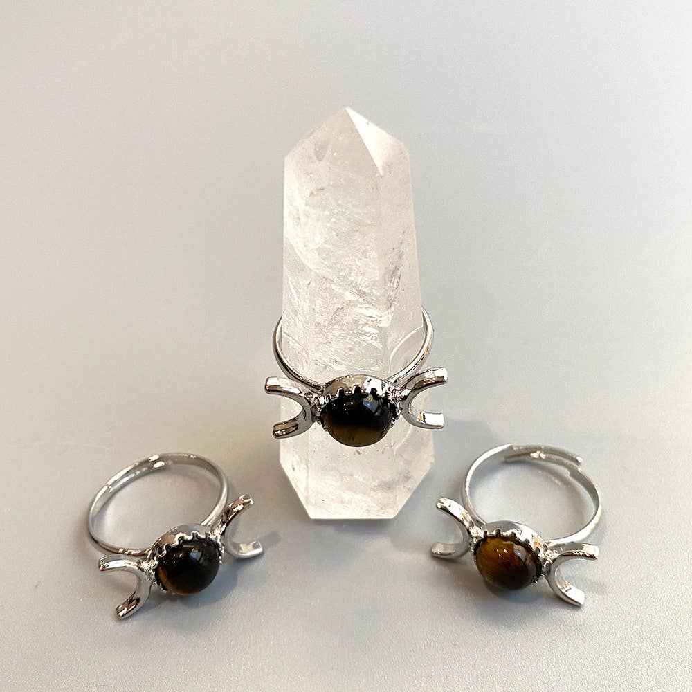 VIE – wholesale Single stone/solitaire ring – Adjustable Triple Moon Ring with 0.5cm Gemstone33