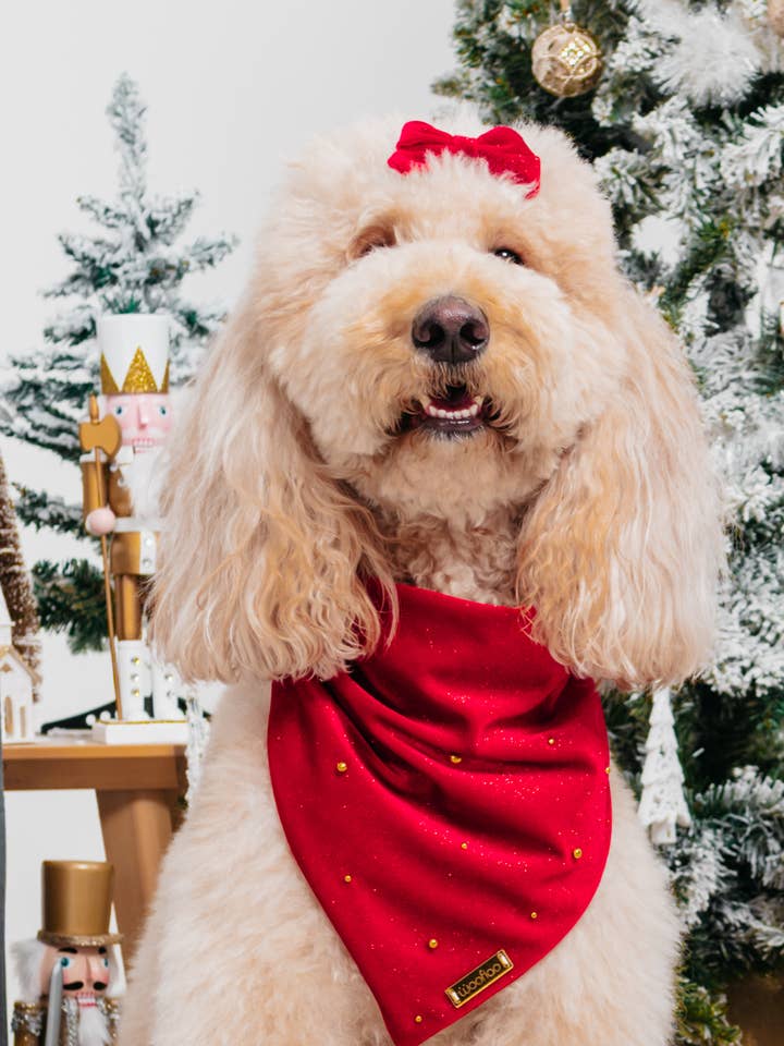 Red Velvet Christmas Bandana for wholesale by Woofiao