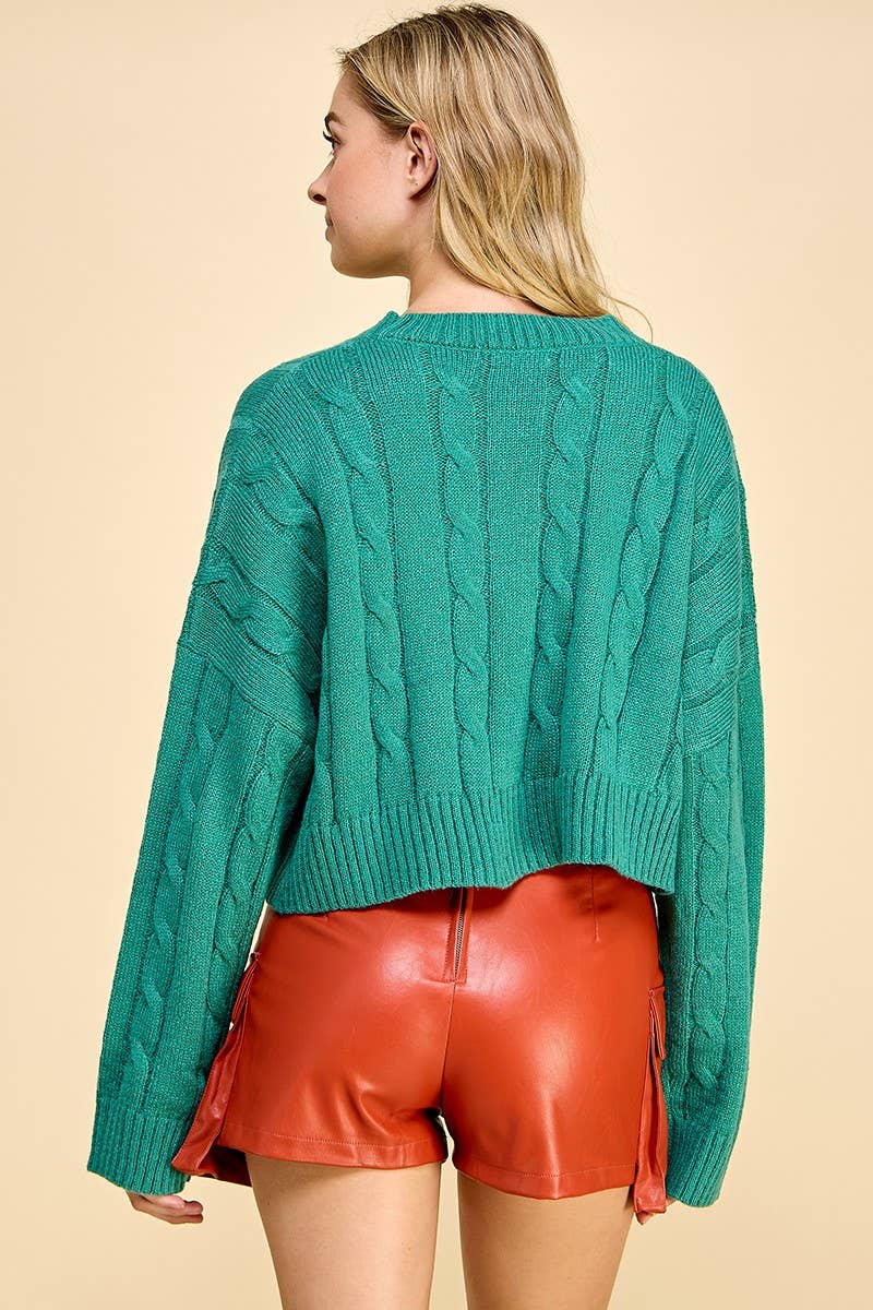 AIBLEE - Wholesale Knit Sweater - Women's - Cable Cropped Sweater - Retro/Vintage Design22