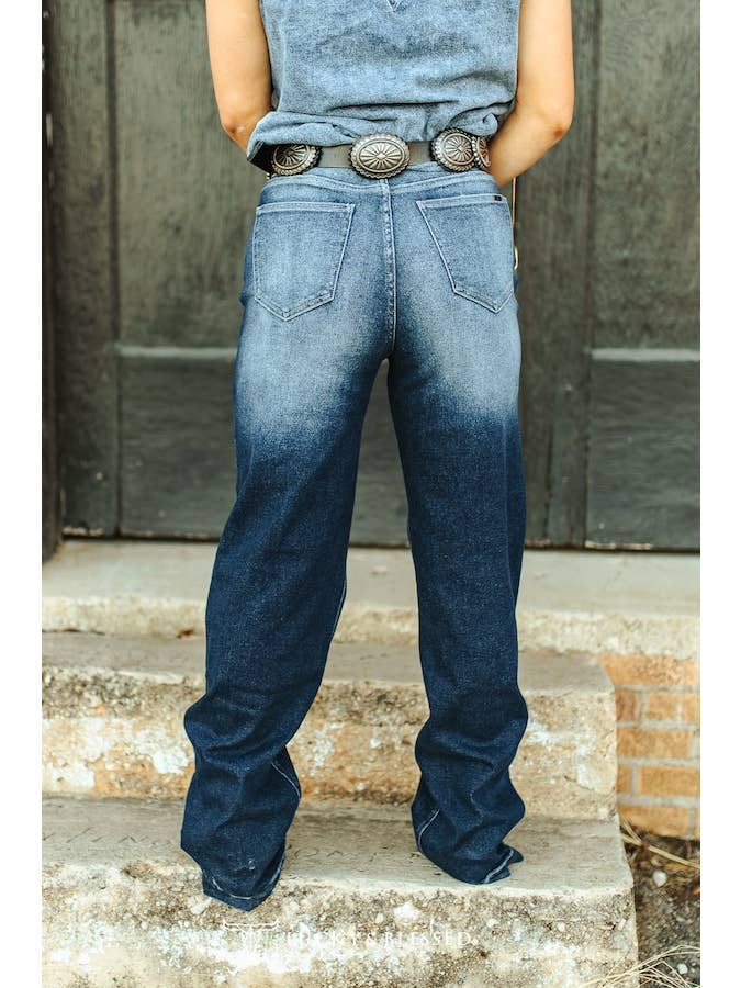 LUCKY & BLESSED - Wholesale Jeans - Women's - Dark Wash High Rise Western Trouser Jeans