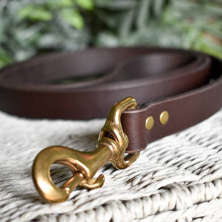 Integral Leather - Wholesale Pet leash – Dog - Brown Leather Dog Leash | Personalised Dog Lead | Brass Snap Genuine Leather1