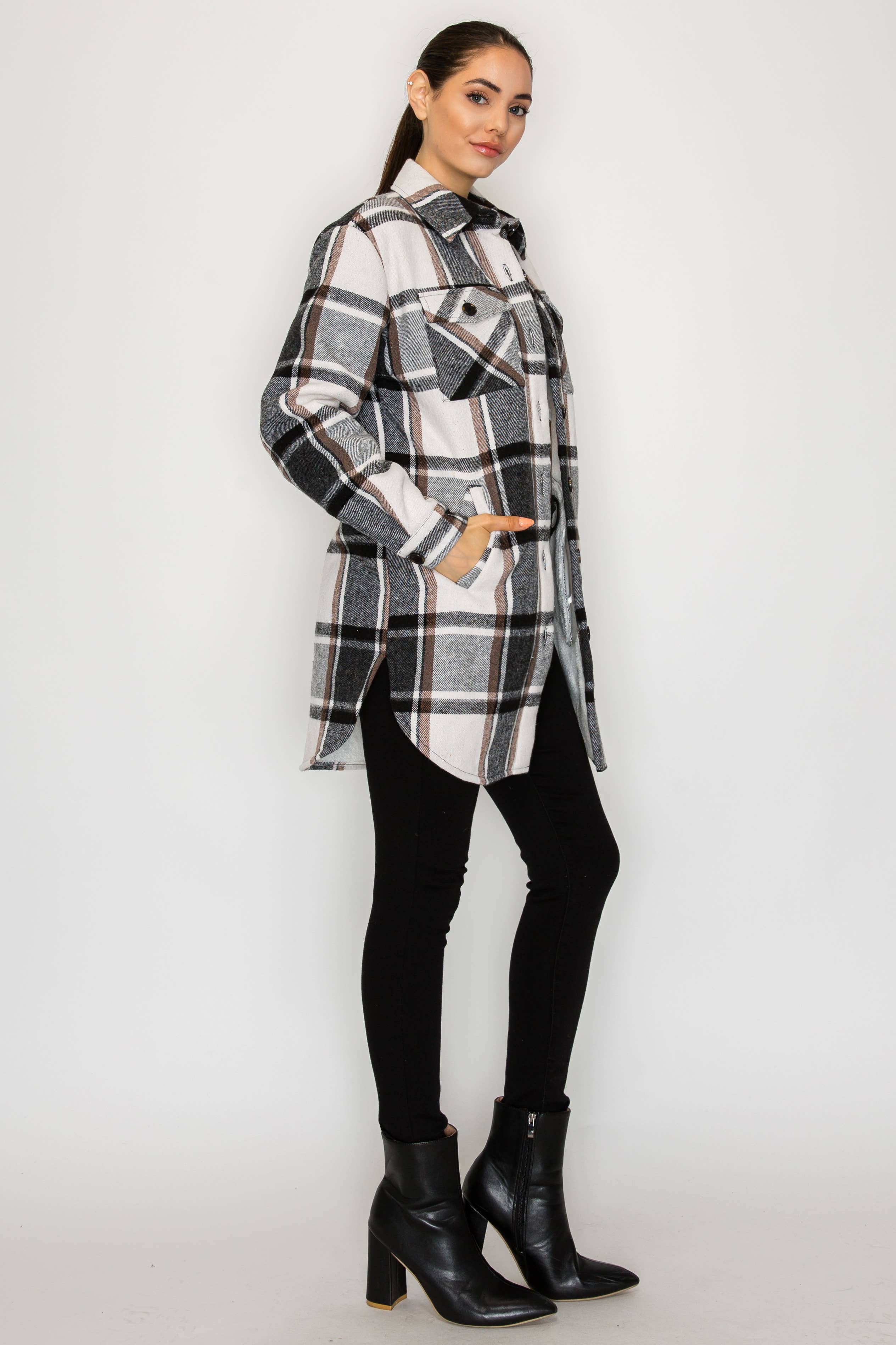 PATRONCITO USA INTERNATIONAL, INC - Wholesale Shirt Jacket/Shacket - Women's - Women Plaid Long Button Shirts Jackets (Shakets) LJ450-202553