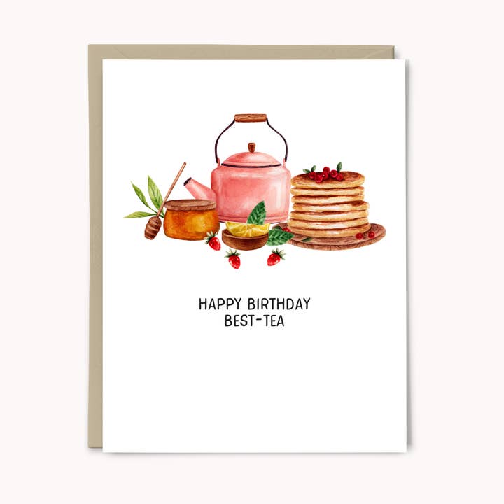 Happy Birthday Best-Tea verjaardagskaart voor wholesale door Paper Swan & Co.