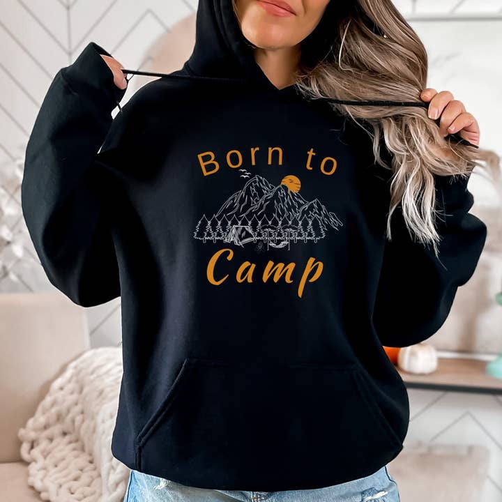 Born To Camp Hoodie, Rather Be Camping, Camping Hooded Shirt for wholesale by Sweet party Place