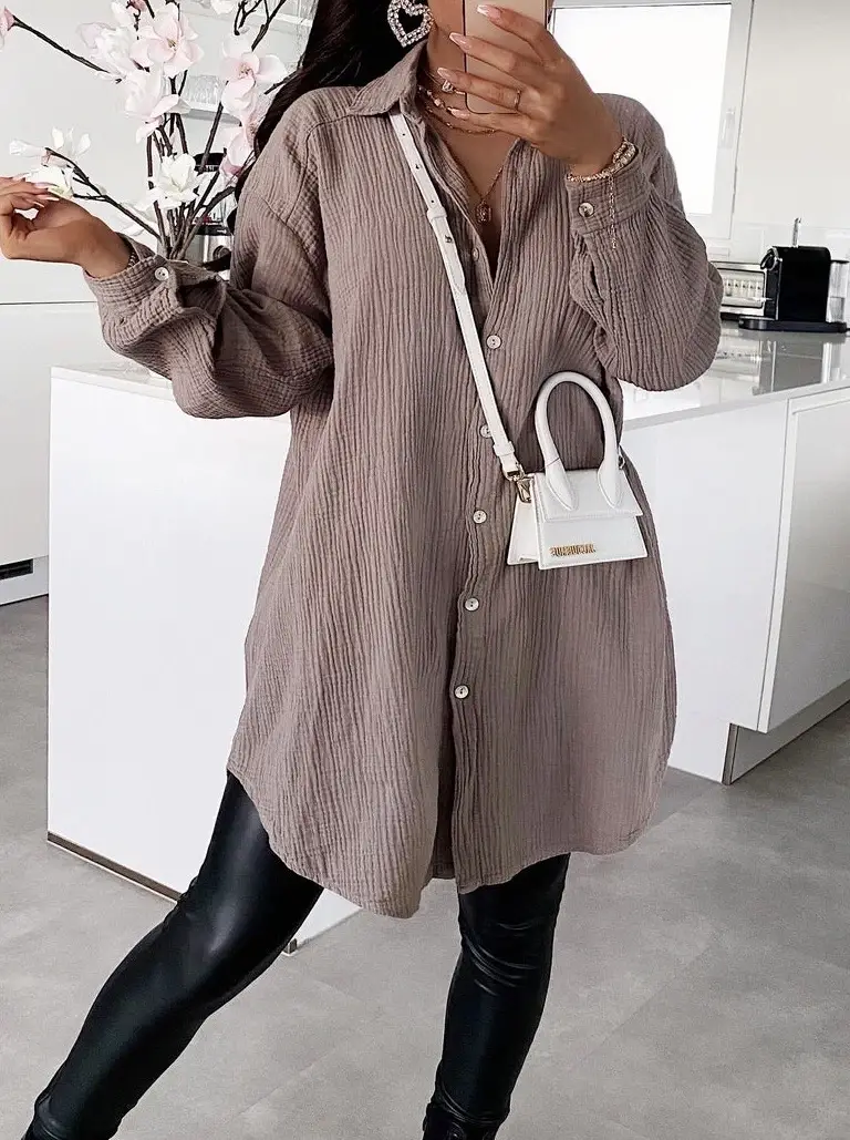 ESTEE BROWN - Wholesale Button Down Shirt - Women's - Cotton gauze shirt dress - 75561