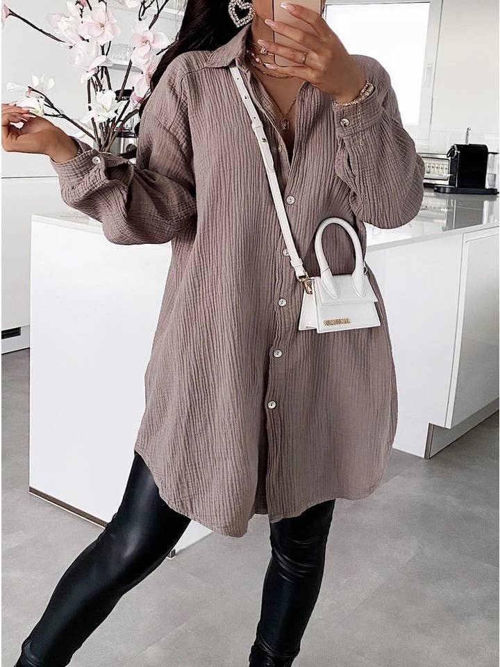 ESTEE BROWN - Wholesale Button Down Shirt - Women's - Cotton gauze shirt dress - 75561