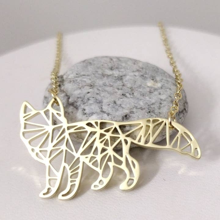 Origami Cat Necklace, Silver or Gold for wholesale by Piccadilly Pendants