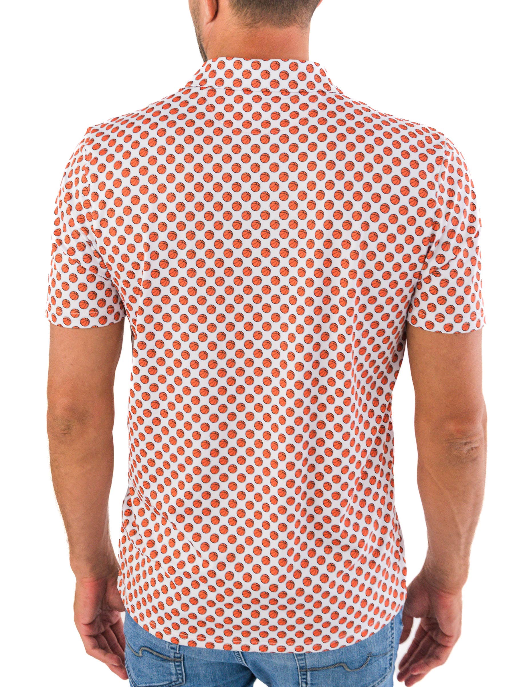 Orange Boys Basketball Madness Knit Short Sleeve Performance Polo for wholesale on Faire9