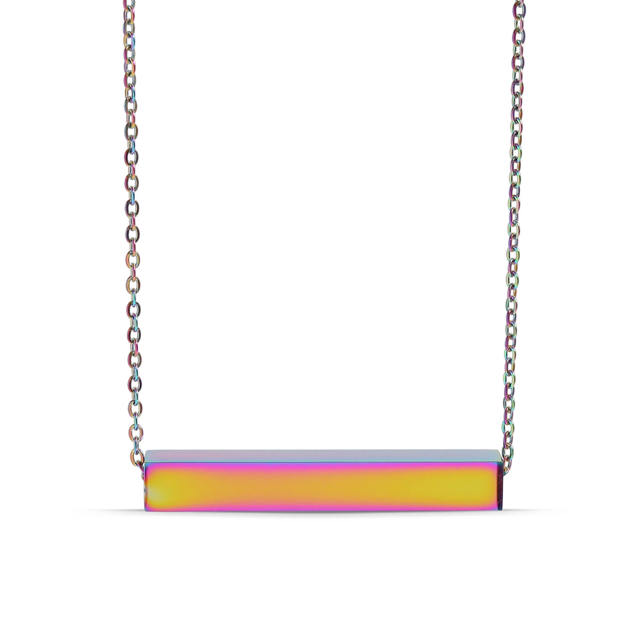 WJW - Wholesale Pendant/Charm Necklace - Square 4 Sided Horizontal Bar Polished Stainless Steel Necklace4