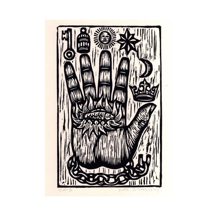 Horse & Hare - Wholesale Art Print - Philosophers Hand Alchemy Linocut Art Print