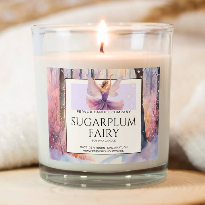 Sugarplum Fairy 10oz Nutcracker Soy Wax Book Inspired Candle for wholesale by Fervor Candle Company