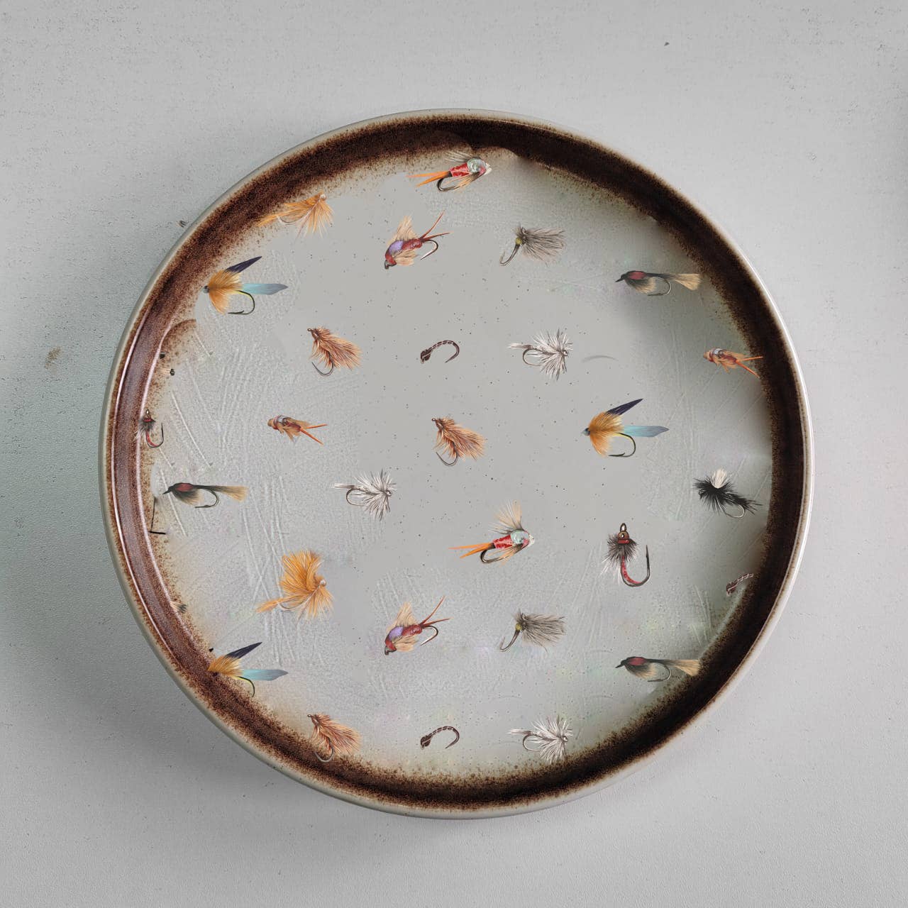 Artsy Em - Wholesale Dinner Plate - Fly Fishing Earth Tone Plate