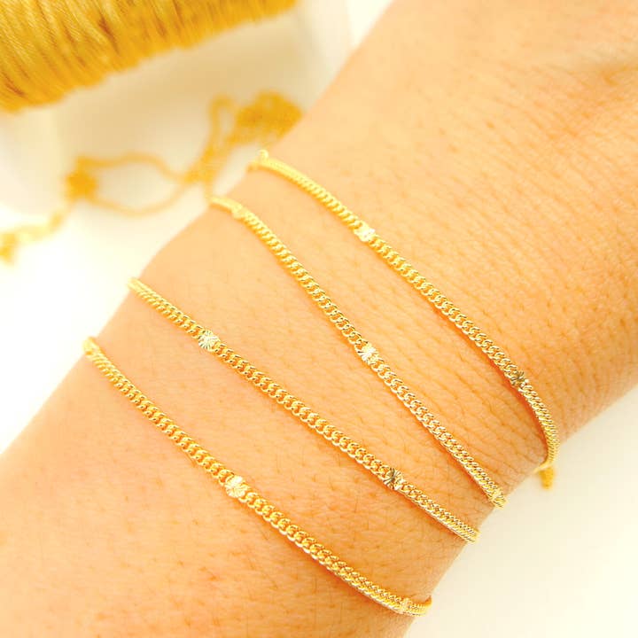 69S1GF. Catena a maglia piatta e marina in oro riempito 14k per la vendita all'ingrosso da parte di Jewels & Chains