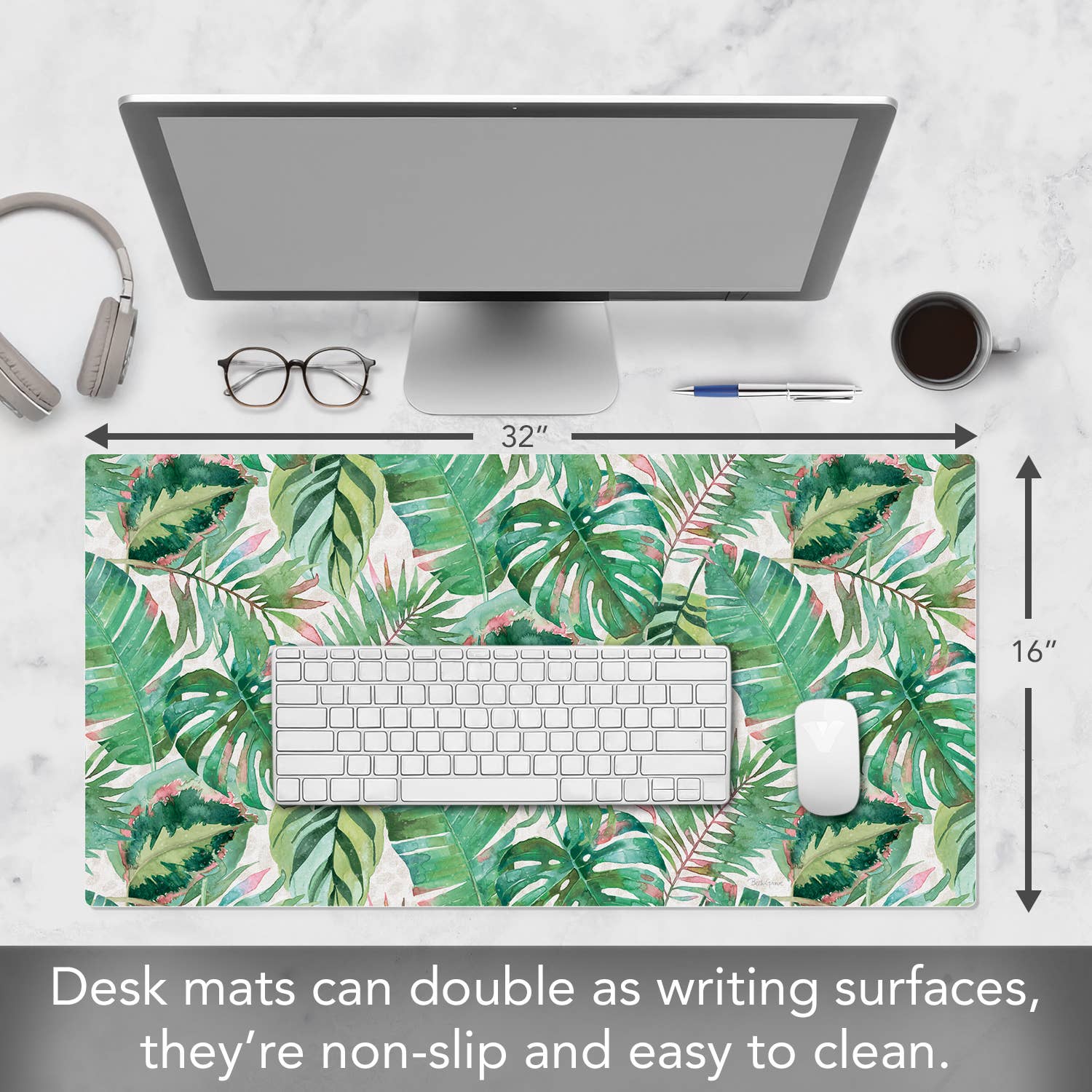 CounterArt/Highland Home/Thirstystone - Wholesale Desk Pad - Large Waterproof Desk Protector-Jungle 32” x 16"  5