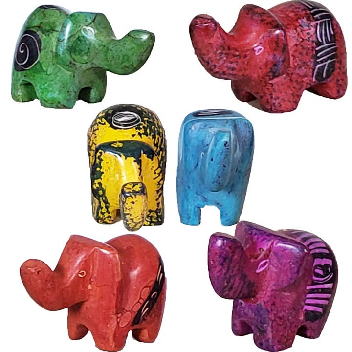 Animaux Sauvages Sculptés à la Main en Pierre, Couleurs Mélangées (Lot de 6) pour la vente par Stoneage Arts Inc