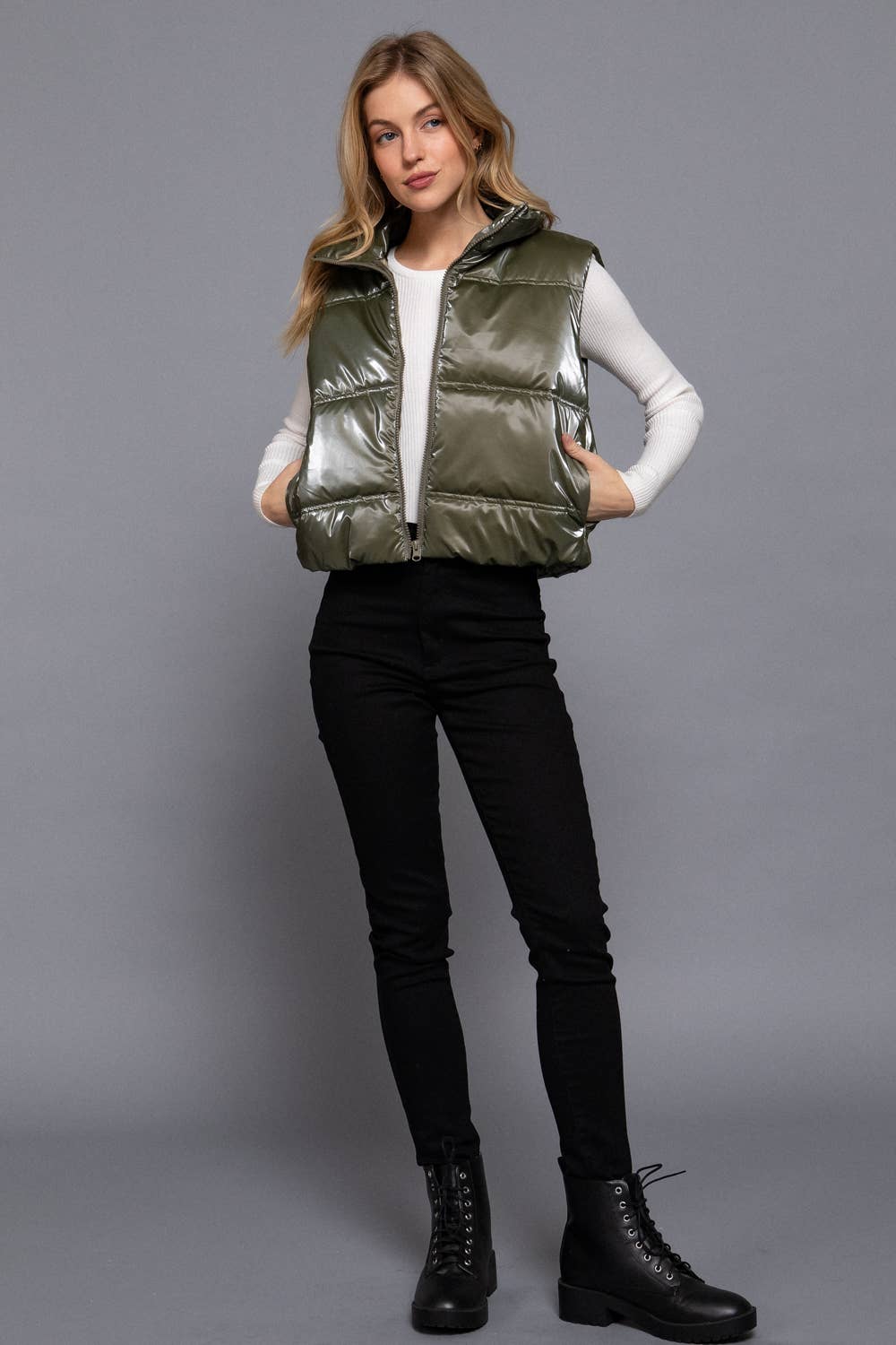 Active Basic | Active USA - Wholesale Outerwear Vest - Women's - High Neck Zip Up Vest15