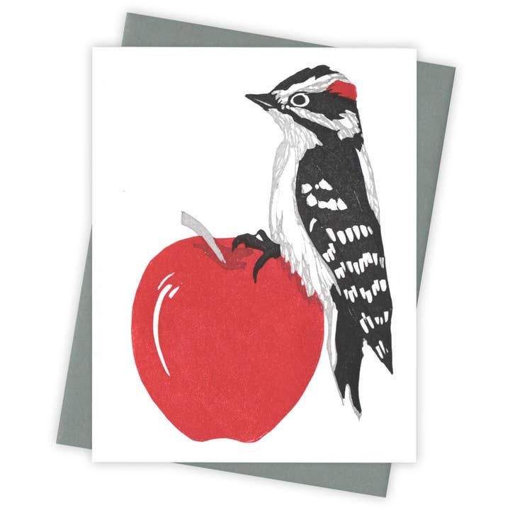 Carte Woodpecker « Apple a Day » pour la vente par Burdock & Bramble