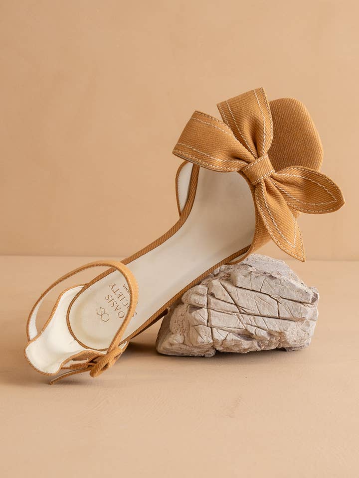 The Vigo Tan | Low Heel With A Sweet Bow for wholesale on Faire