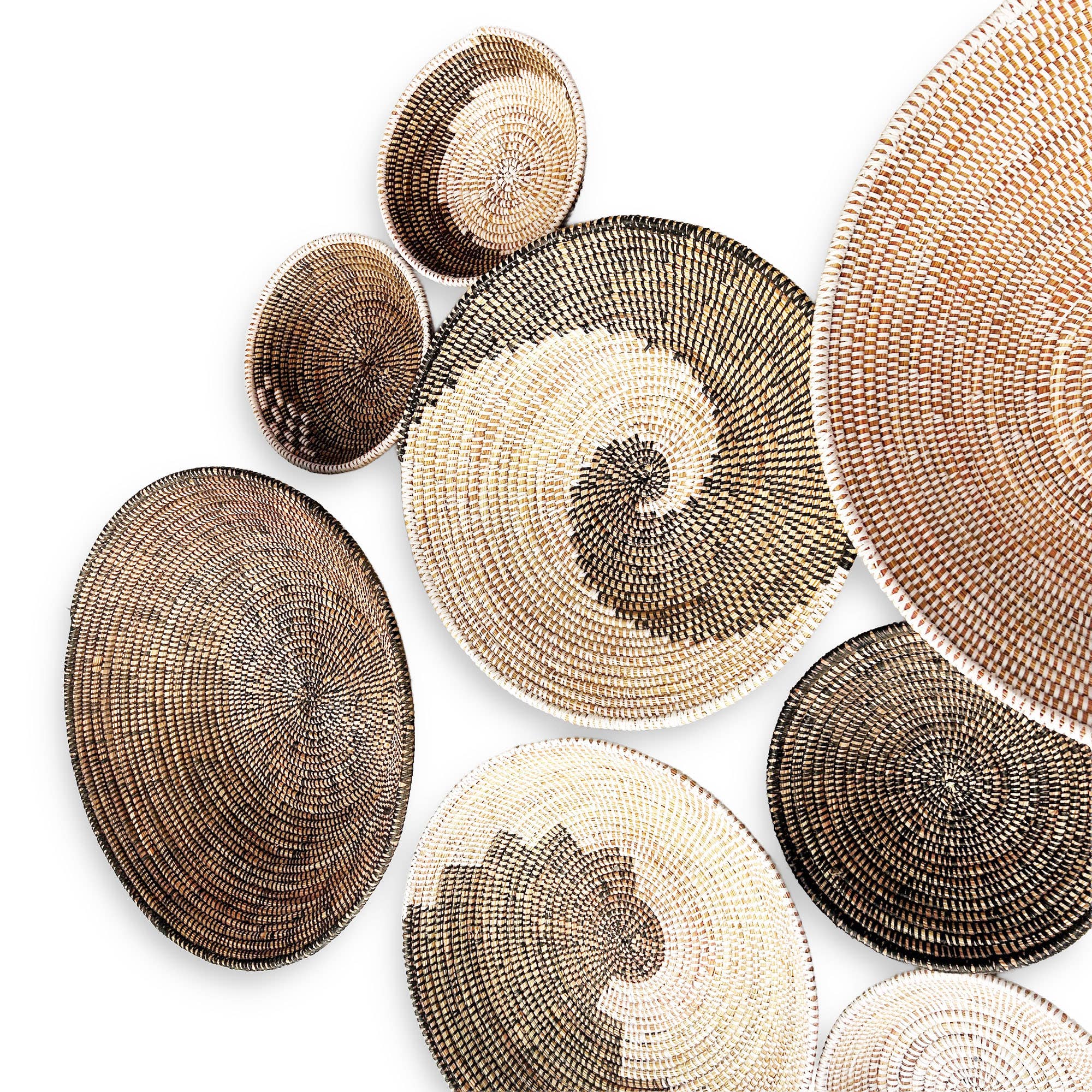 OUTPOST ORIGINAL - Vente Décoration murale - Ensemble de Paniers Muraux Fele – Noir & Blanc (Ensemble de 8, Tissés à la Main)3