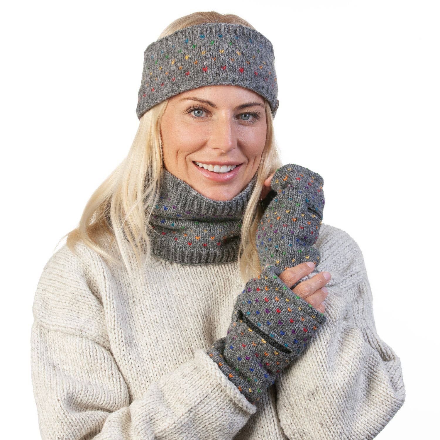 Black Yak Ltd - Wholesale Balaclava - Women's - Rainbow Tick Snood - Hand Knitted Wool - Fair Trade3