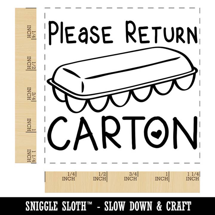 Sniggle Sloth - Wholesale Rubber/Decorative Stamp - Please Return Egg Carton Heart Square Rubber Stamp for Stamping Crafting