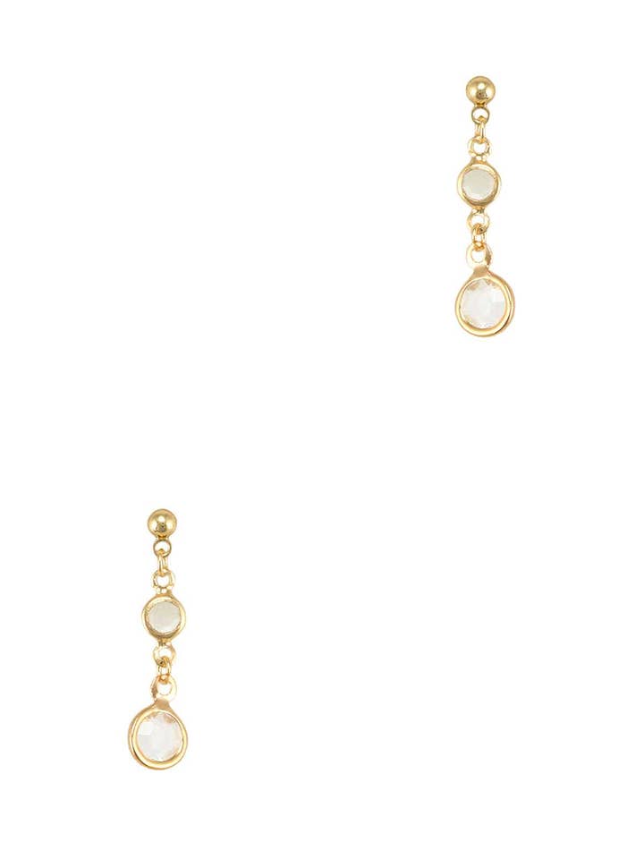 Ball and Double Glass Drop Stud Earring 1610 for wholesale by anbfashion