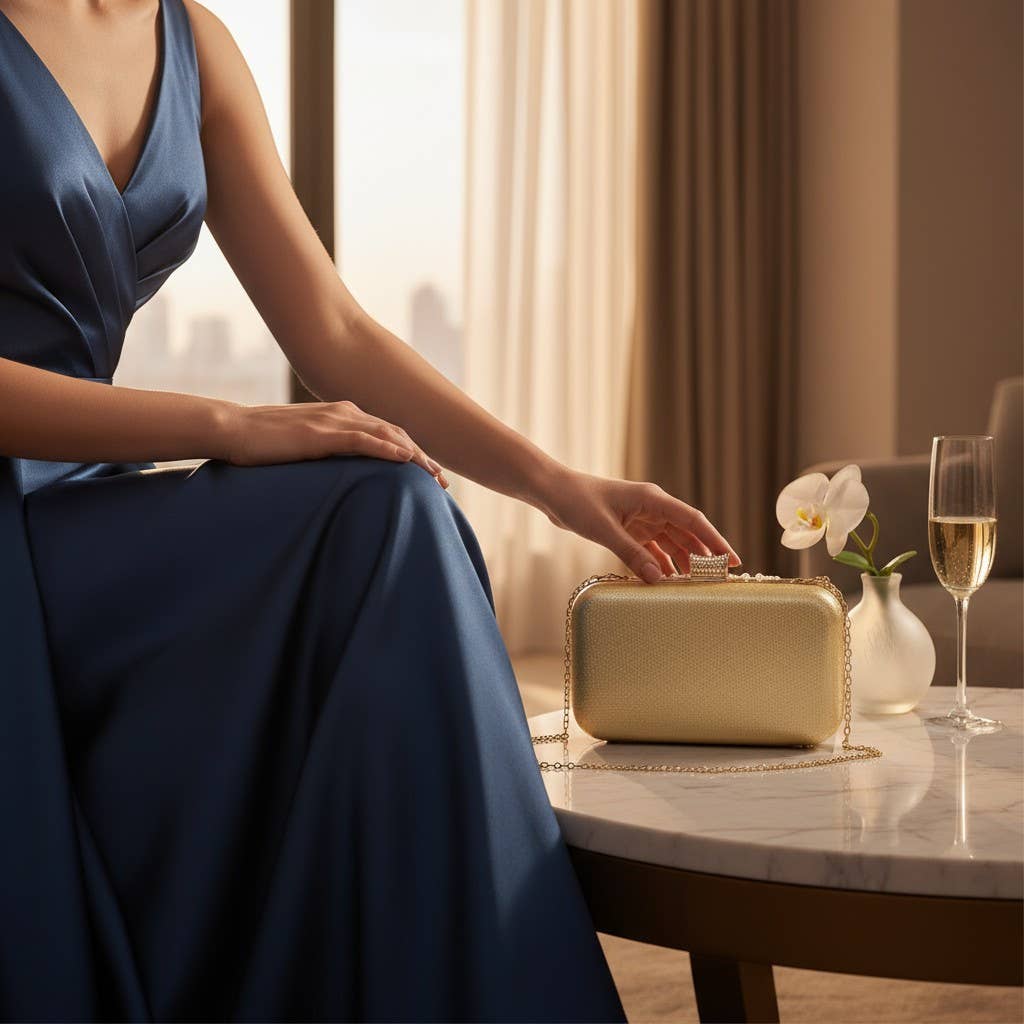 Athena Bridal Jewellery – Engroshandel Clutch - Dame – ATHENA KOLLEKTION - CHIC PERLE CLUTCH TASKE - GULD2