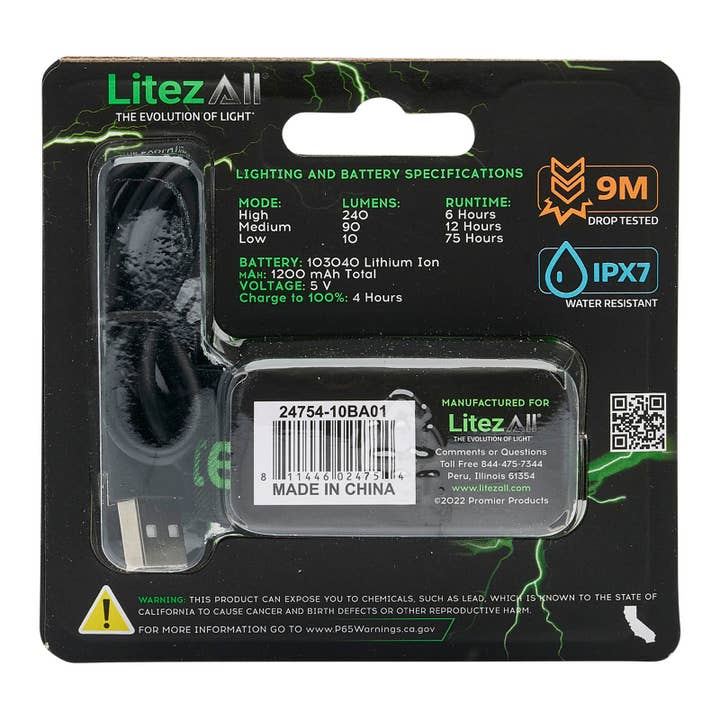 LitezAll - Wholesale Flashlight - LitezAll Rechargeable Nearly Invincible™ Head Lamp30