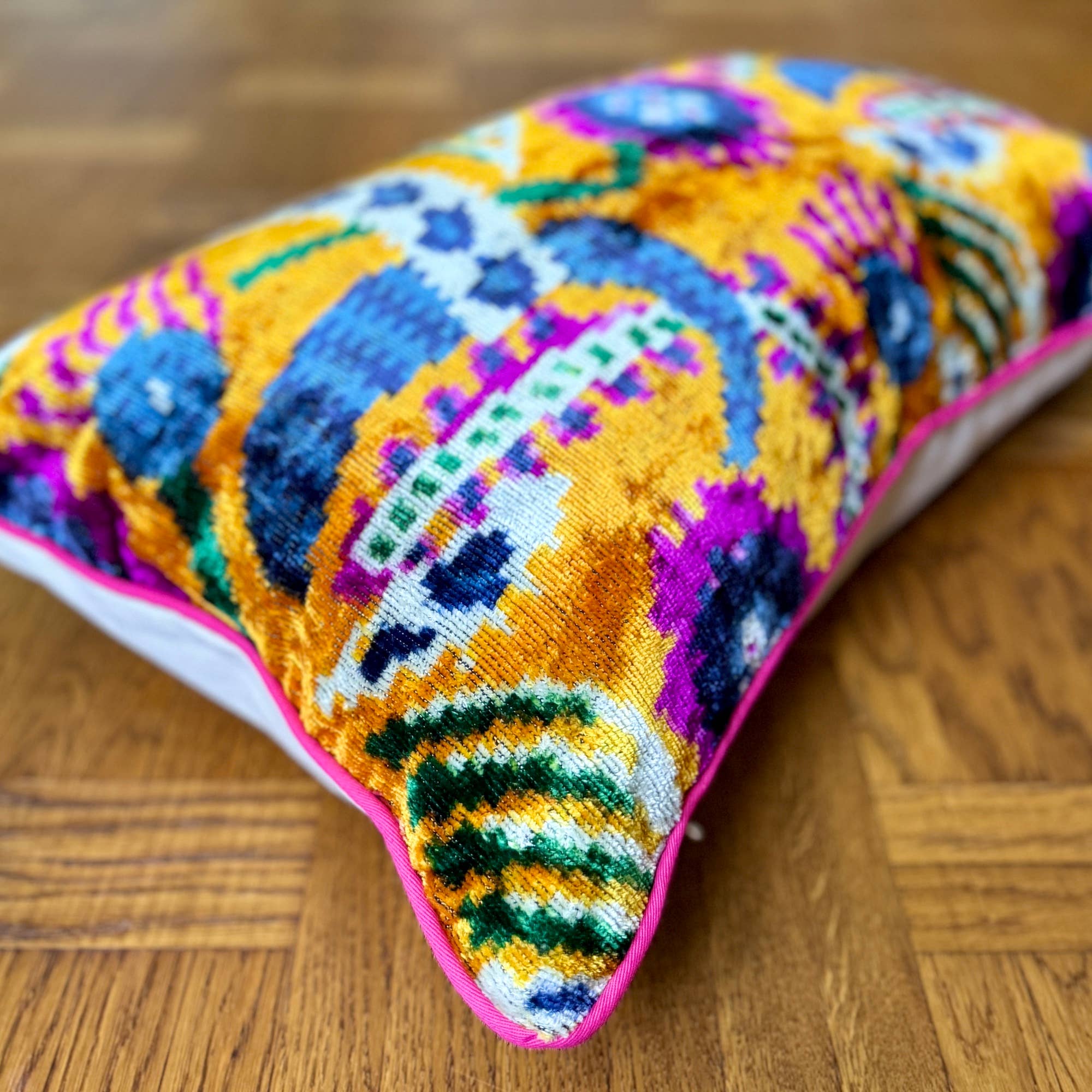 Mila∞Miro by Emelie - Wholesale Throw/Decorative Pillow - Velvet Ikat Cushion Orange Blossom | Velvet Ikat Pillowcase2