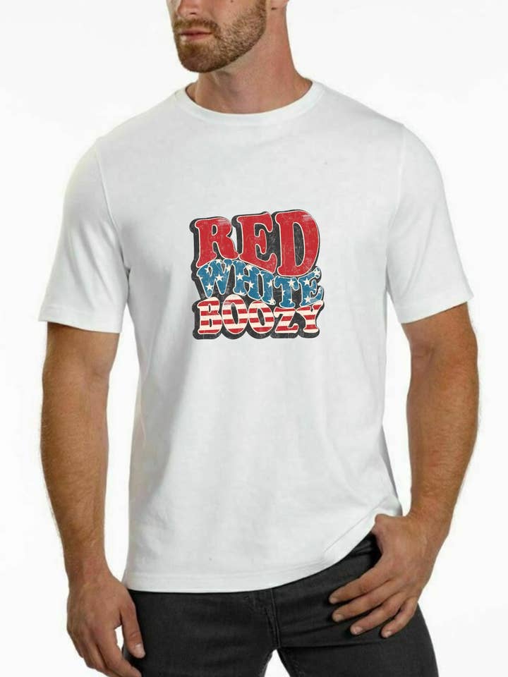 Red White & Boozy 4th of July Graphic Tee | Funny Shirt for wholesale by Cosmic