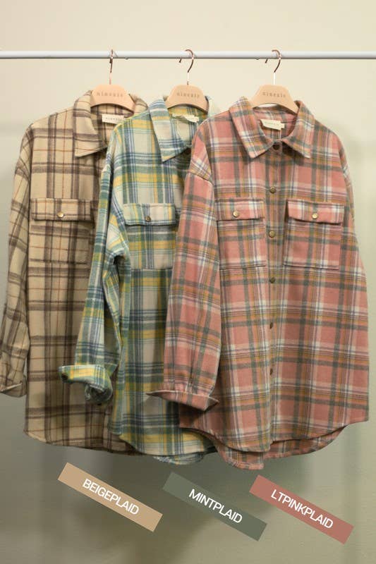 NINEXIS - Vente Veste-chemise – femme - CWOJA406_VESTE À CARREAUX EN FLANELLE SANS POCHE LATÉRALE26