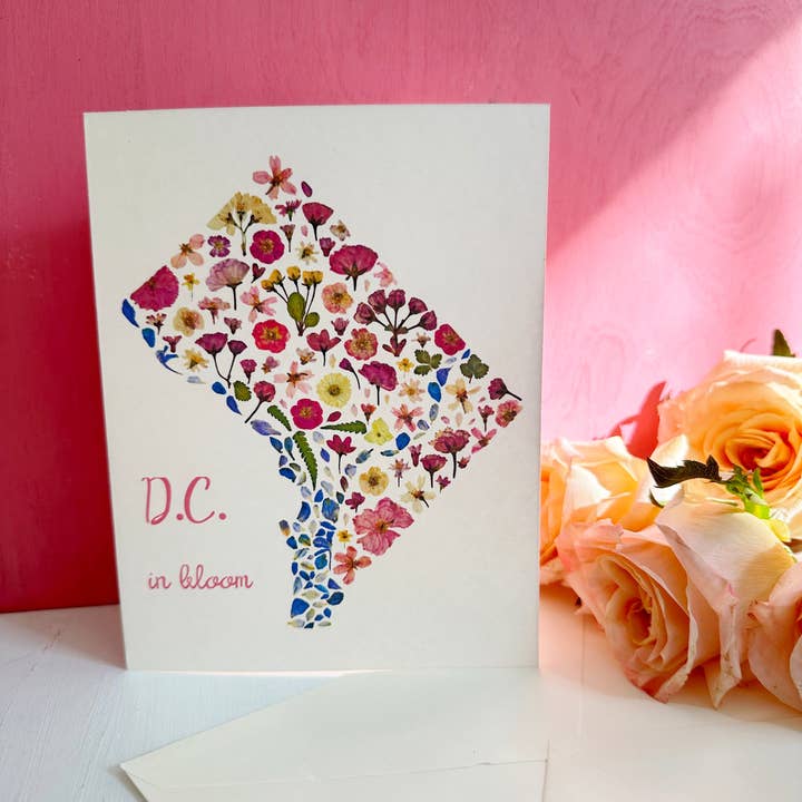 DC in Bloom Card - Printed Flowers Map of Washington DC for wholesale by FloreOrganicBotanics