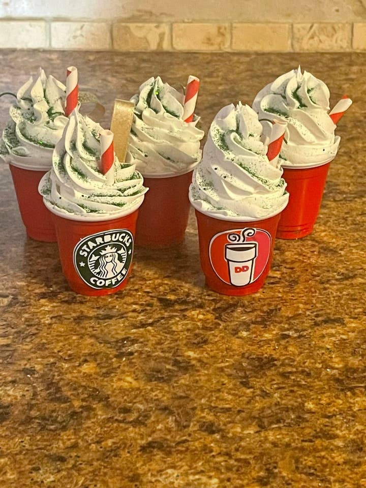 Dunkin or Starbucks Ornaments for wholesale by Ashleyvinylcreations