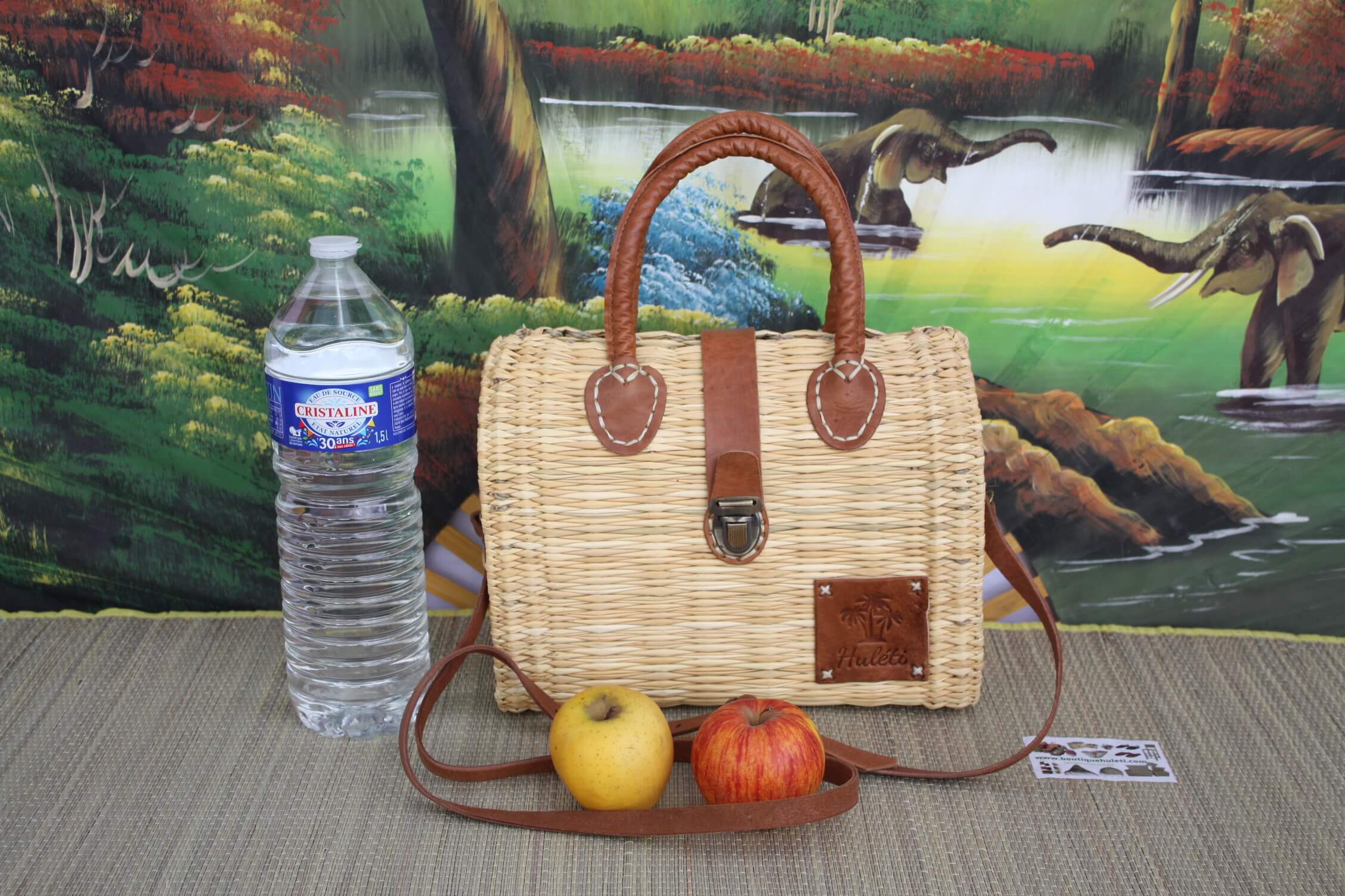 Boutique Huléti - Wholesale Beach Bag - Basket Suitcase with Leather Clasp - Handbag - Shoulder Bag - Shoulder Bag - Hand-woven Handmade - UNIQUE CREATION - HULÉTI0