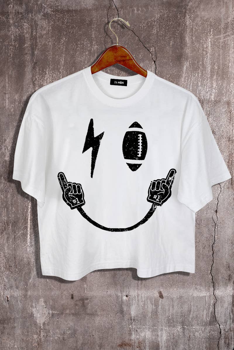 2&moon - Wholesale Screen Printed T-Shirt - Women's - Football Game Day  Graphic Crop Tee0
