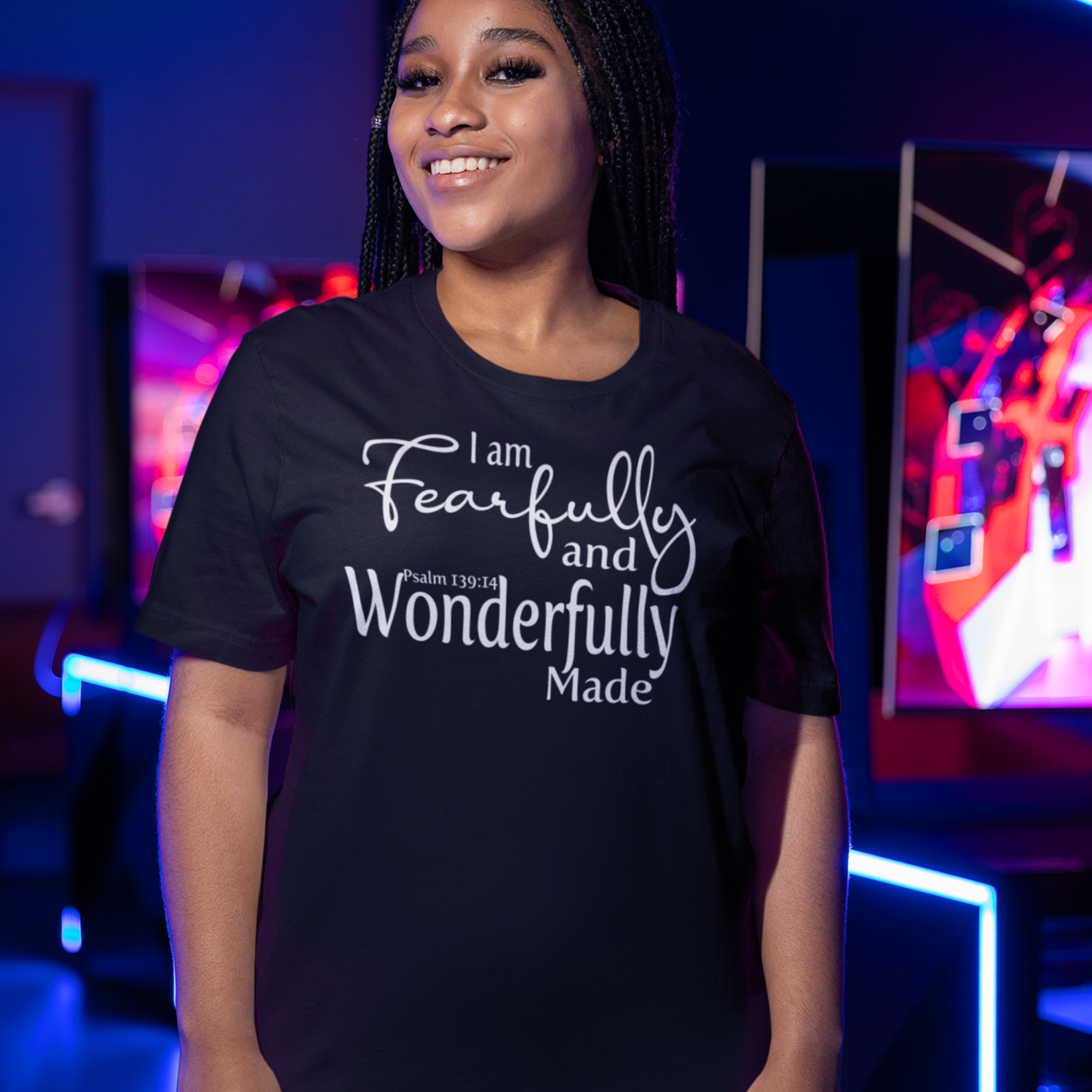 Love Ann Joy Apparel, LLC - Wholesale Screen Printed T-Shirt - Women's - Fearfully & Wonderfully Made Bible Verse Christian T-Shirt4