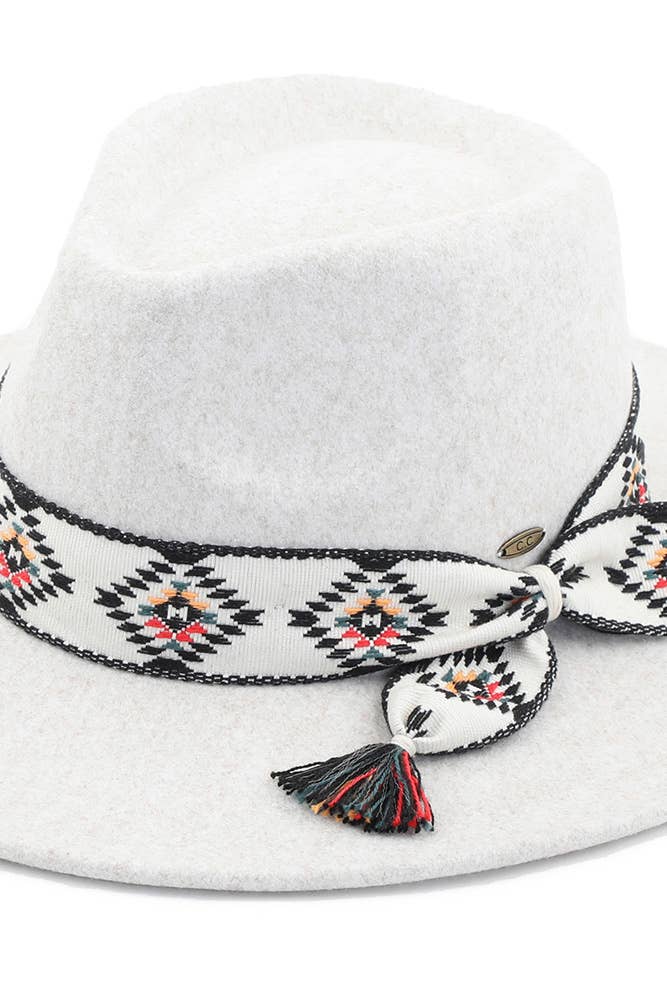 Hana – Fedora - Mulher por atacado – C.C Aztec Trim Band Vegan Felt Panamá3