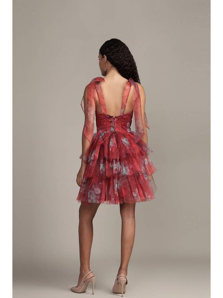 Sava Mini Dress in Red Print for wholesale on Faire
