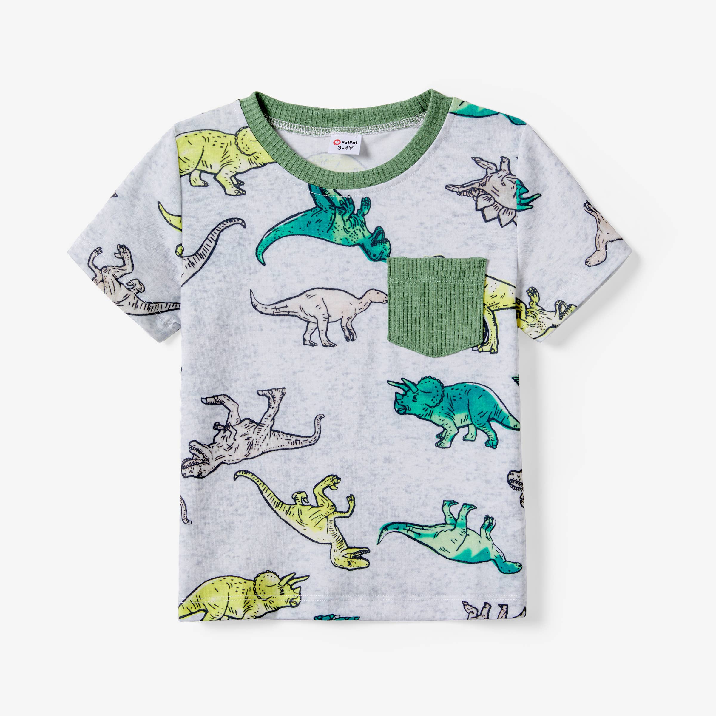 JadeGreen Family Matching Green Spliced Allover Dinosaur Romper for wholesale on Faire0