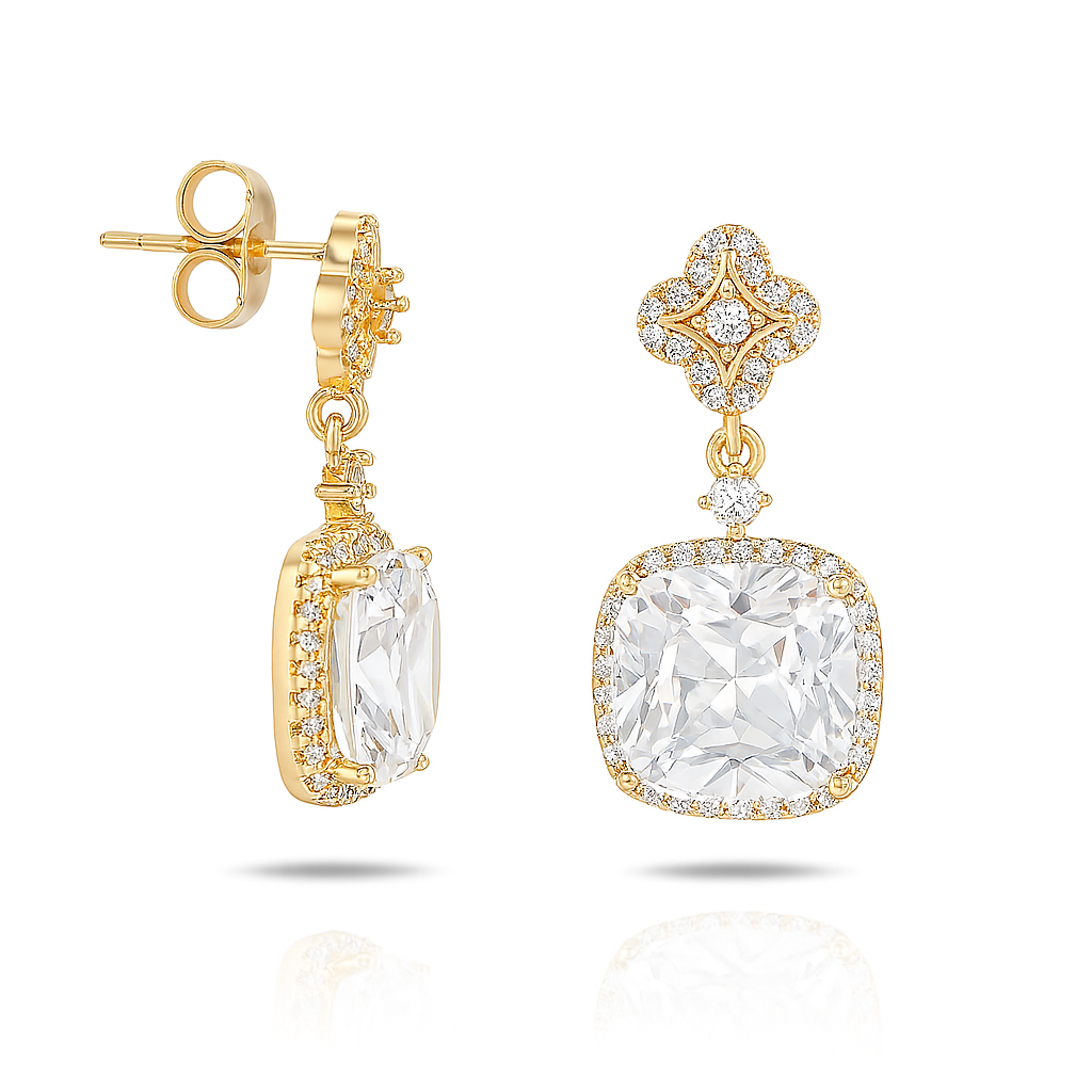 Sedy Jewelry - Wholesale Dangle Earrings - Wedding & Prom Cubic Zirconia Drop Earrings – Gold Plated0