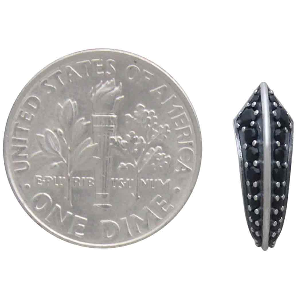 Nina Designs - Wholesale Stud/Post Earrings - Sterling Silver Claw Post Earrings w Black Crystals 15x5mm2