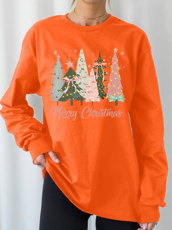 Coquette Christmas Trees Graphic Long Sleeve Tee for wholesale by COLORBEAR